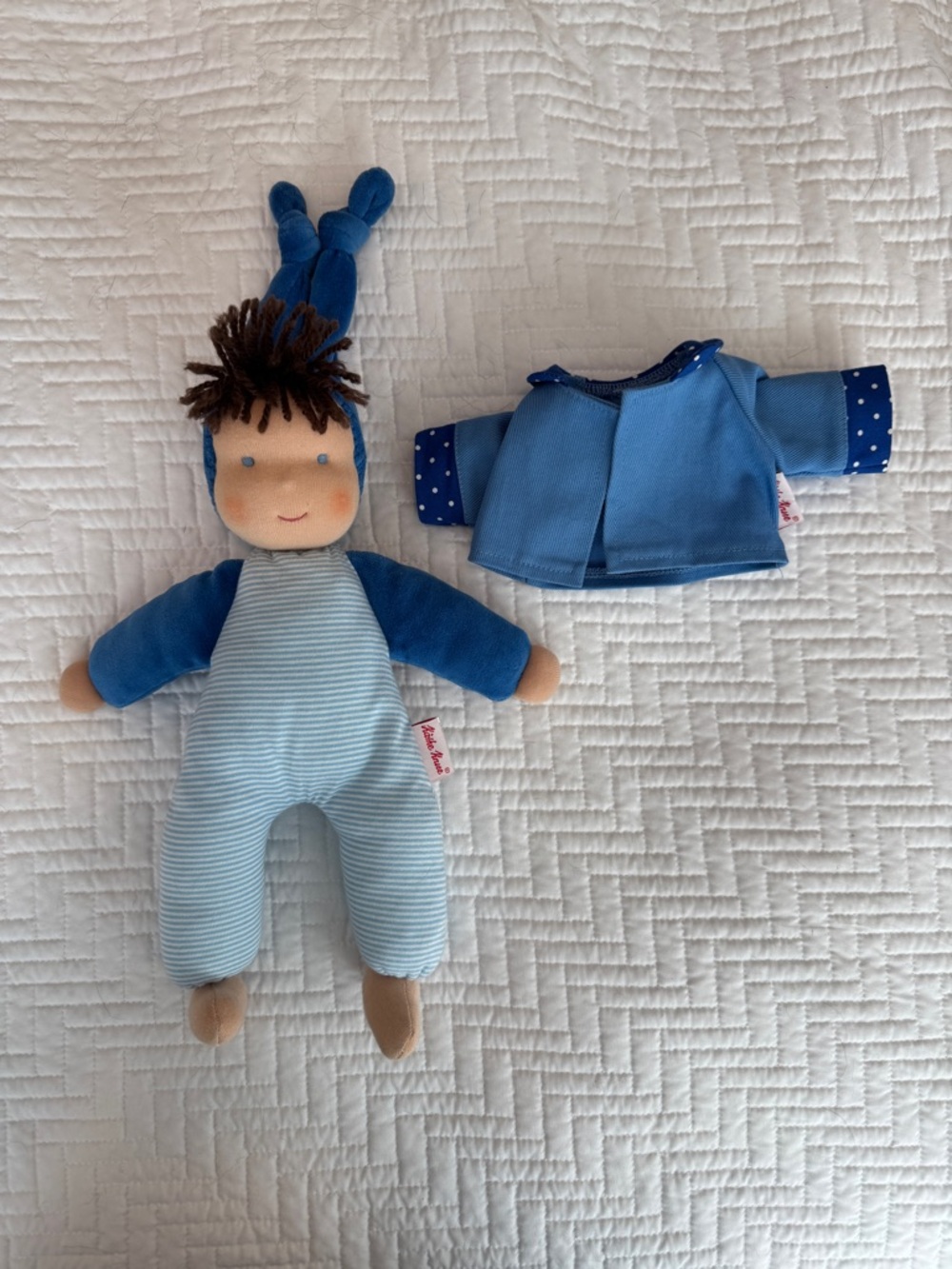Kathe Kruse Blue Soft Cloth Baby Doll with Jacket - Plush Kids Toy - Picture 5 of 9